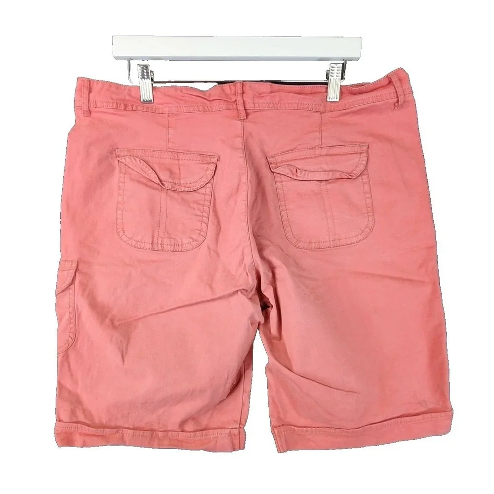 Gloria Vanderbilt Cargo Shorts Coral Pink Women 16 Bermuda Stretch‎ Utility